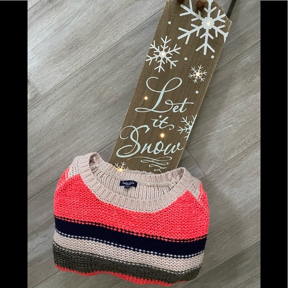 Splendid Colorful Multi-Striped Knit Crew Neck Long Sleeve Sweater Medium - Picture 3 of 10